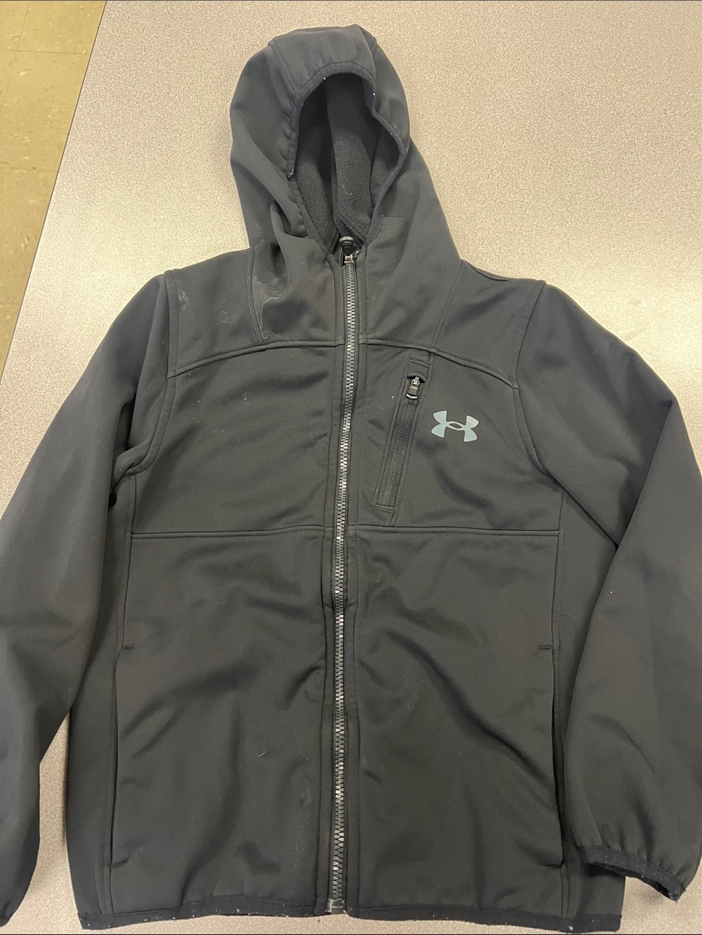 Under Armour Black Hooded Softshell Jacket - Kids Performance